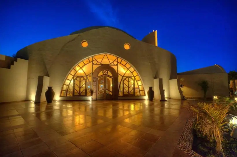 Shams Alam Beach Resort in Marsa Alam de hoofdingang van het resort