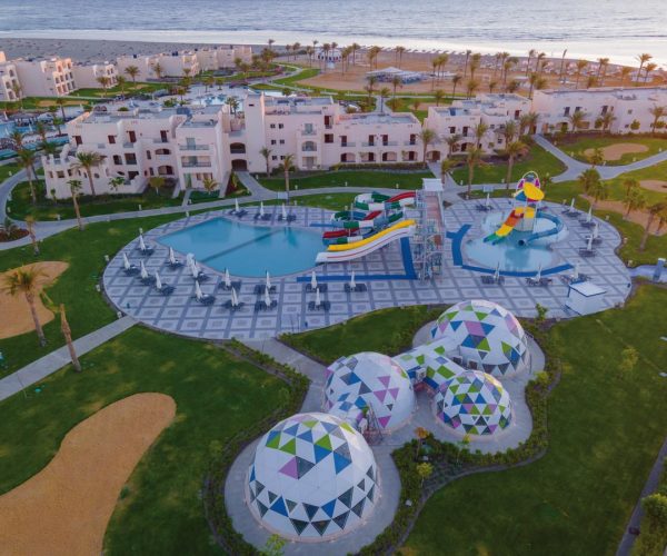 Sataya Resort in Marsa Alam zicht van de zwembaden vanaf boven